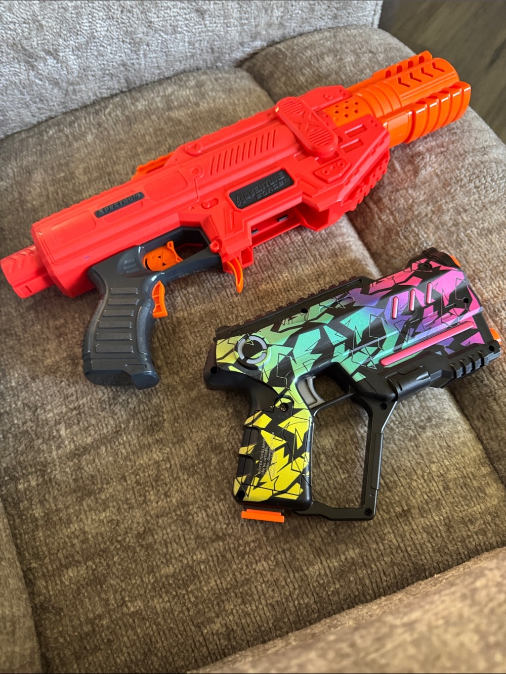Red and Multicolor Kids Foam Blaster Duo - Stylish Play Pistols